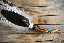 Laden Sie das Bild in den Galerie-Viewer, Räucherfächer Black Mottled, inkl. passendem Traumfänger